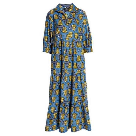 The Oula Company Blue Grass Cotton A-line Midi Dress NWT Size Small - Picture 1 of 9